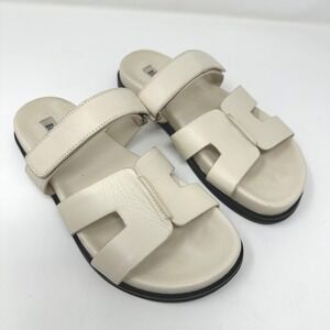 Bibi Lou Mindy Sandal Womens‎ 36 US 5.5 Off White Leather Slide Coastal Beachy